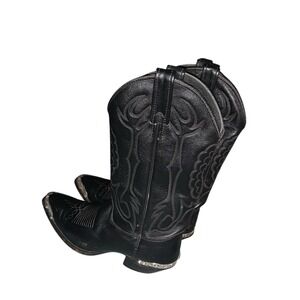 Laredo McComb  Black Men's Western Boots Sze 6 M With Toe/Heel Metal Bands